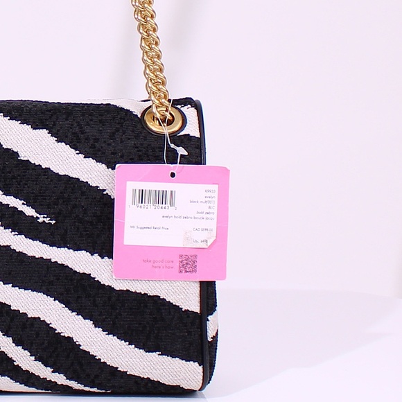 Kate Spade Evelyn Zebra Bouclé Jacquard Medium Convertible Shoulder Bag - Picture 9 of 11